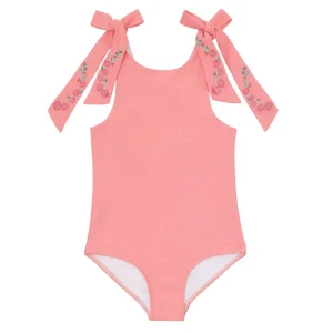 minnow One Pieces< X Fanm Mon Girl's Hibiscus Tie Knot One Piece Coconut Grove White