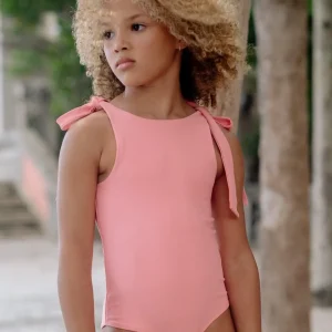 minnow Rashguards< X Fanm Mon Girl's Hibiscus Tie Knot One Piece Coconut Grove White