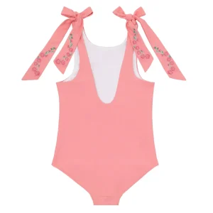 minnow Rashguards< X Fanm Mon Girl's Hibiscus Tie Knot One Piece Coconut Grove White