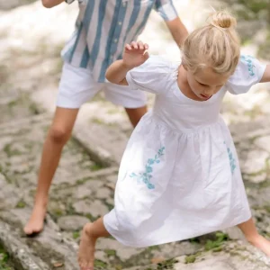minnow Dresses< X Fanm Mon Girl's Puff Sleeve Dress Coconut Grove White