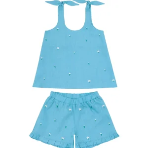 minnow Sets< X Fanm Mon Girl's Tie Knot Short Set Lagoon