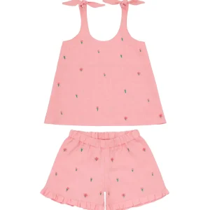 minnow Sets< X Fanm Mon Girl's Tie Knot Short Set Hibiscus