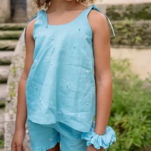 minnow Sets< X Fanm Mon Girl's Tie Knot Short Set Lagoon
