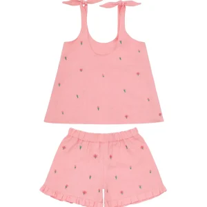 minnow Tops< X Fanm Mon Girl's Tie Knot Short Set Hibiscus