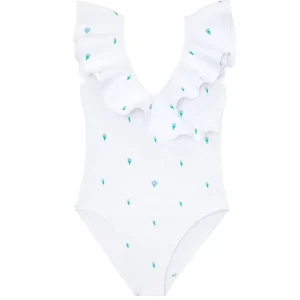 minnow One Pieces< X Fanm Mon Women's Ruffle One Piece Coconut Grove White