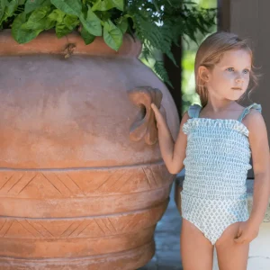minnow One Pieces< X Sister Parish Girls Smocked One Piece Sea Leaf