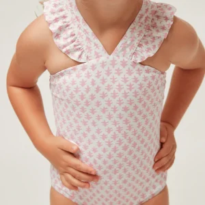 minnow One Pieces< X Sister Parish Girls V-Neck Crossover One Piece Nectar Leaf