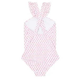 minnow One Pieces< X Sister Parish Girls V-Neck Crossover One Piece Nectar Leaf