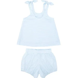 minnow Tops<Tie Knot Bloomer Set Powder Blue Stripe