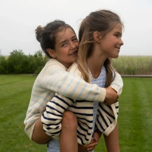 minnow Clothing<Unisex Blue And Cream Stripe Knit Sweater Cream And Blue Stripe