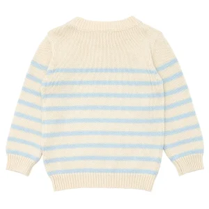minnow Clothing<Unisex Blue And Cream Stripe Knit Sweater Cream And Blue Stripe