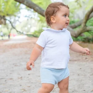 minnow Knits<Unisex Blue Knit Short Light Blue