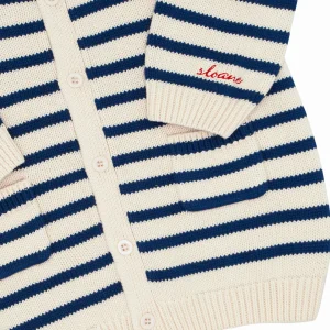 minnow Knits<Unisex Cardigan Breton Stripe Knit