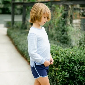 minnow Tops<Unisex French Terry Sweatshirt Powder Blue Stripe