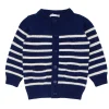 minnow Tops<Unisex Knit Cardigan Navy And Cream Stripe