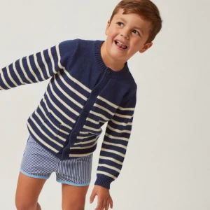 minnow Knits<Unisex Knit Cardigan Navy And Cream Stripe