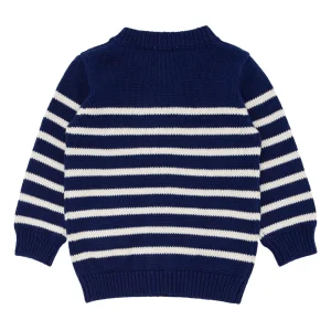 minnow Knits<Unisex Knit Cardigan Navy And Cream Stripe