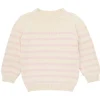 minnow Knits<Unisex Knit Sweater Cream And Pink Stripe
