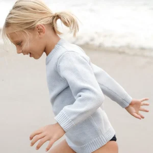 minnow Tops<Unisex Knit Sweater Light Blue