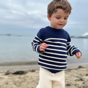 minnow Tops<Unisex Knit Sweater Navy And Cream Stripe