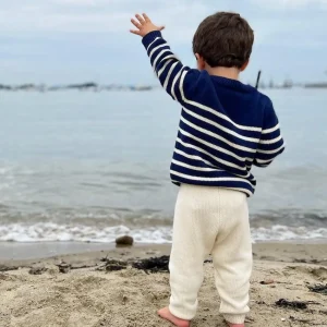 minnow Tops<Unisex Knit Sweater Navy And Cream Stripe