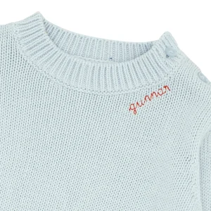 minnow Tops<Unisex Knit Sweater Light Blue