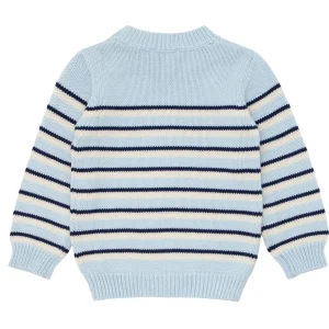 minnow Clothing<Unisex Knit Sweater Light Blue Tricolor Stripe
