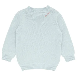 minnow Tops<Unisex Knit Sweater Light Blue