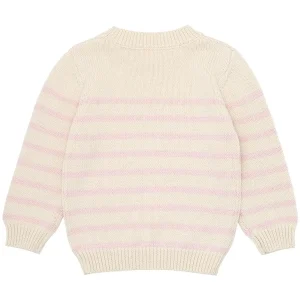 minnow Tops<Unisex Knit Sweater Cream And Pink Stripe