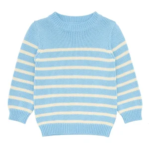 minnow Knits<Unisex Peri Blue And Cream Knit Sweater Peri Blue And Cream Stripe