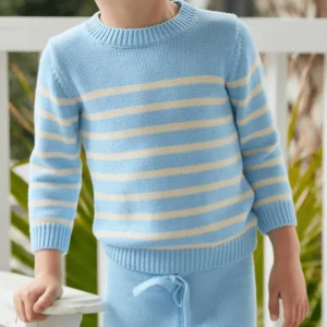 minnow Knits<Unisex Peri Blue And Cream Knit Sweater Peri Blue And Cream Stripe