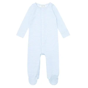 minnow Sleepwear<Unisex Pima Footie Powder Blue Stripe