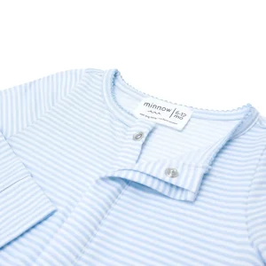 minnow Sleepwear<Unisex Pima Footie Powder Blue Stripe