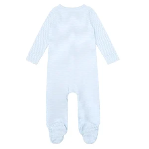 minnow Sleepwear<Unisex Pima Footie Powder Blue Stripe