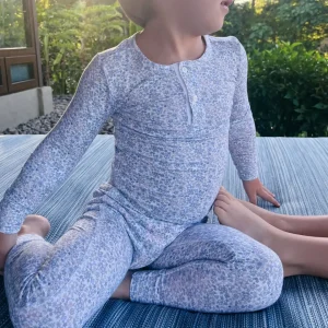 minnow Sleepwear<Unisex Pima Pajama Set Slate Floral