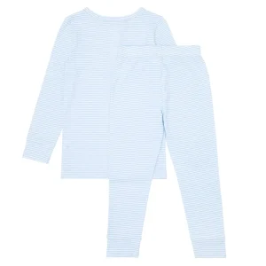 minnow Sleepwear<Unisex Pima Pajamas Set Powder Blue Stripe
