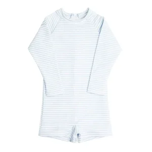 minnow Rashguards<Unisex Rashguard One Piece Powder Blue Stripe