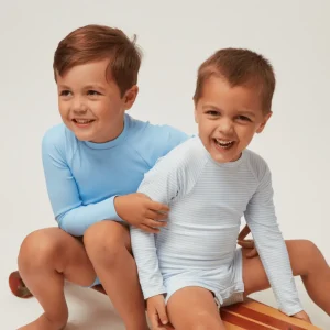 minnow One Pieces<Unisex Rashguard One Piece Powder Blue Stripe