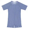 minnow One Pieces<Unisex Short Sleeve Rashguard One Piece Navy Stripe