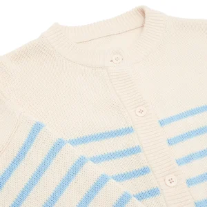 minnow Knits<Women's Cardigan Cream And Peri Blue Stripe