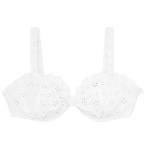 minnow Bikinis<Women's Tie Knot Bikini Top White Eyelet