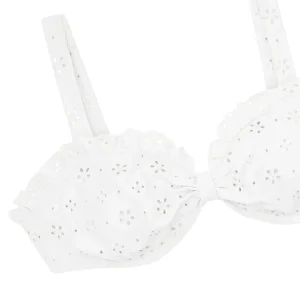 minnow Bikinis<Women's Tie Knot Bikini Top White Eyelet
