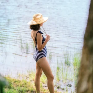 minnow One Pieces<Women's Tie Knot One Piece | Swim Navy Breton Stripe